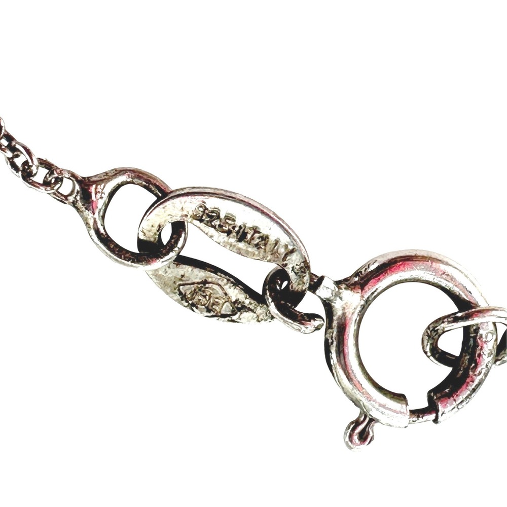 Sterling Silver Pink Heart Triple Drop Pendant Necklace 925 Italy 18 Inch Chain - Picture 6 of 6